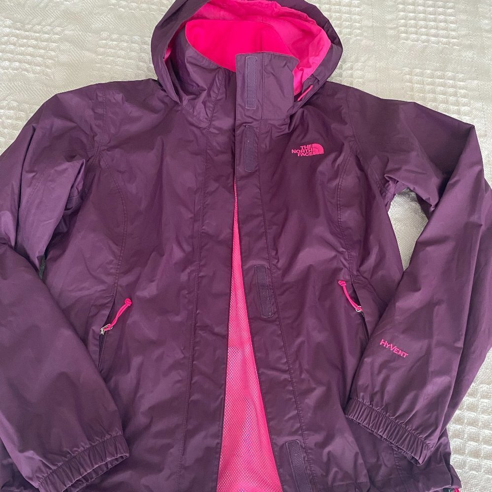 THE NORTH FACE WOMEN'S JACKET HYVENT BURGUNDY COLOUR SIZE S PERFECT CONDITION